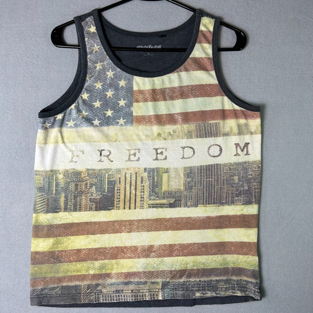 Akuma Nobility Tank Top Mens Medium American NYC FREEDOM Red-White-Blue Tank Top